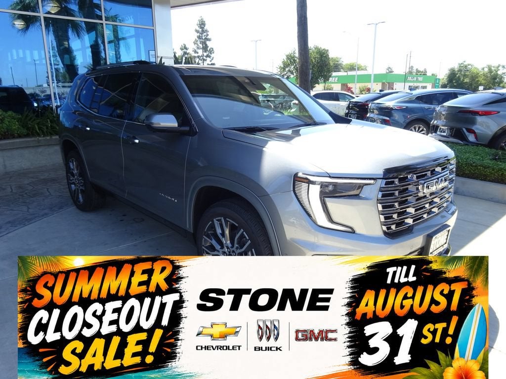 2026 GMC Acadia Denali Ultimate in Sterling Metallic — front three-quarter view