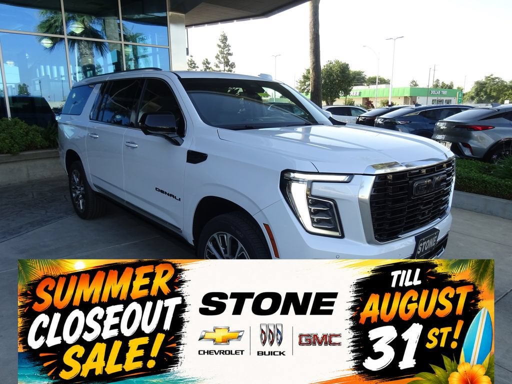 2026 GMC Yukon XL Denali in Glacier White Tricoat — front three-quarter view